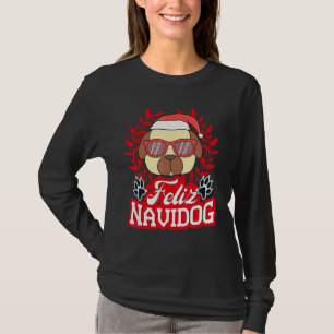 Frohe Navidog Weihnachten Pug Nikolaus Hut Frohe W T-Shirt