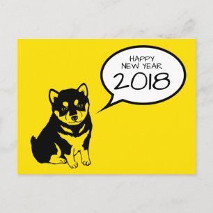 Frohe Neujahrskarte mit Hund Feiertagspostkarte