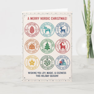 Frohe nordische Weihnachts-Icon-Karte Karte
