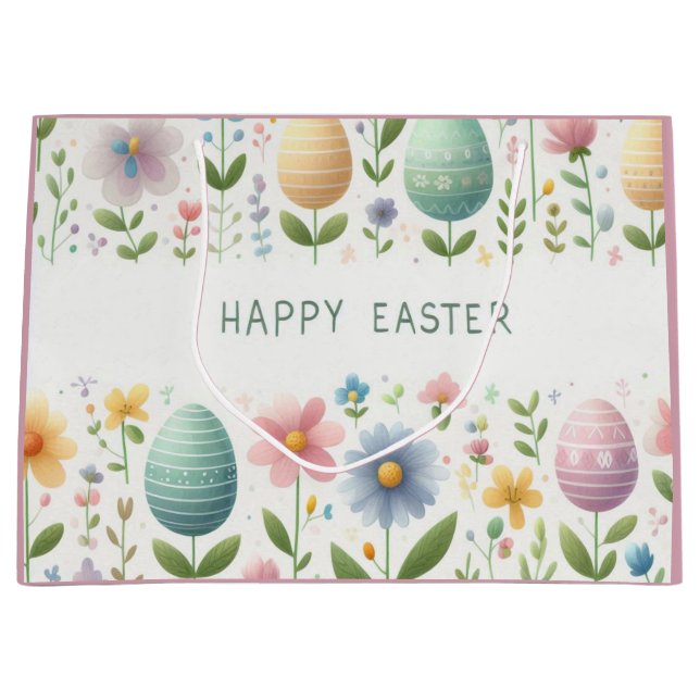 Frohe Osterblüten Große Geschenktüte (Vorderseite)