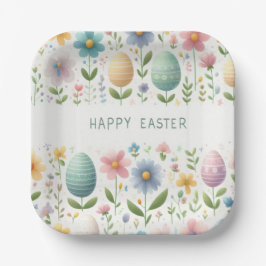 Frohe Osterblüten Pappteller