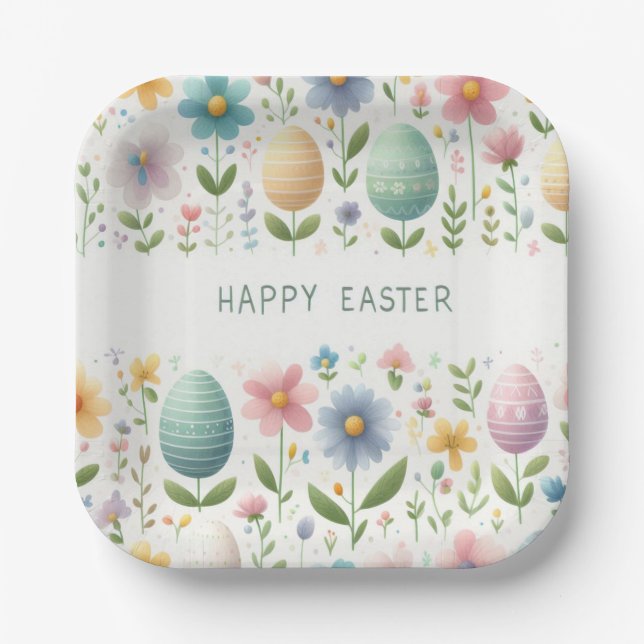 Frohe Osterblüten Pappteller (Vorderseite)