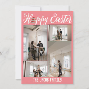 Frohe Osterfamilie, Osterkollage mit vier Fotos Feiertagskarte