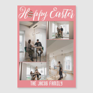 Frohe Osterfamilie, Osterkollage mit vier Fotos Magnetkarte