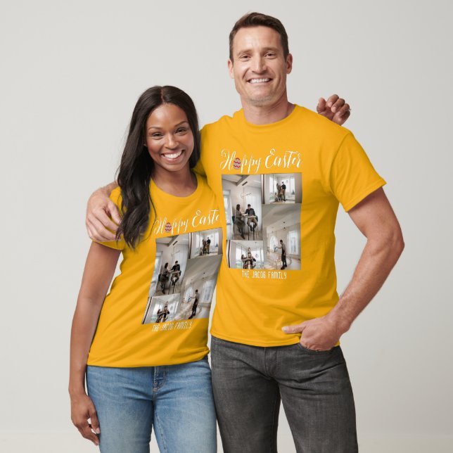 Frohe Osterfamilie, Osterkollage mit vier Fotos T-Shirt (Unisex)