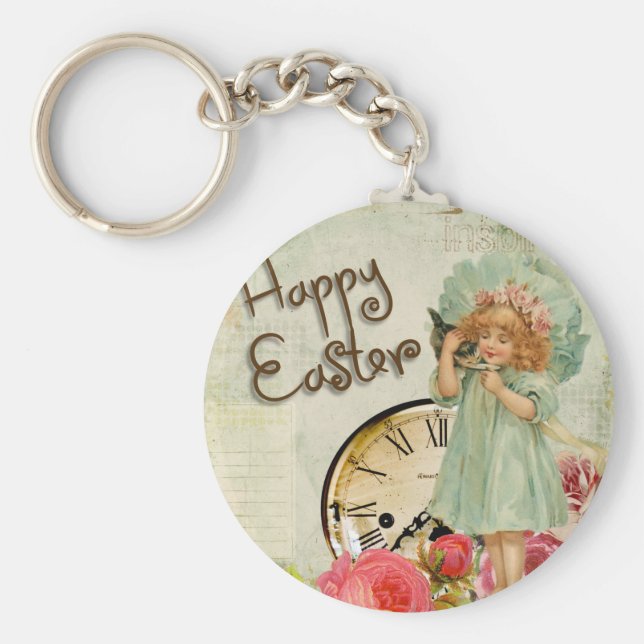 frohe Osterfrau Schlüsselanhänger (Vorne)