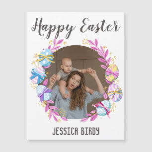 Frohe Osterfreundin, Osterhasen, Mutter & Baby Fot Magnetkarte