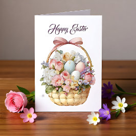Frohe Ostergrußkarte mit Blumen Karte