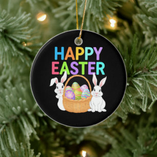 Frohe Ostern 2025  Eier Hase Süßer Hase Keramik Ornament