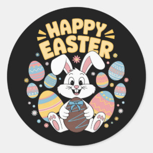 Frohe Ostern 2025 Eier Hase Süßer Hase Runder Aufkleber