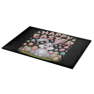 Frohe Ostern 2025  Eier Hase Süßer Hase Schneidebrett