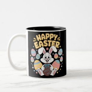 Frohe Ostern 2025  Eier Hase Süßer Hase Zweifarbige Tasse