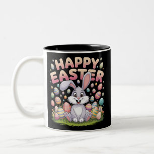 Frohe Ostern 2025  Eier Hase Süßer Hase Zweifarbige Tasse