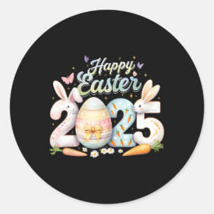 Frohe Ostern 2025 Hase Kaninchen Gesicht Ostertag Runder Aufkleber