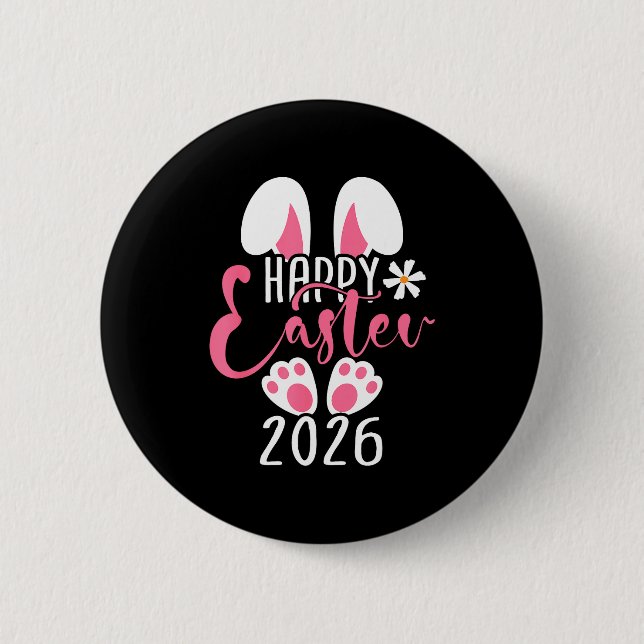 Frohe Ostern 2026 Hase Osterei Frauen Mädchen Kind Button (Vorderseite)