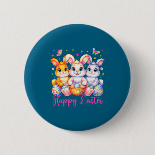 Frohe Ostern 2026 Süßer Hase Osterhase Ostertag Fr Button