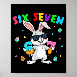 Frohe Ostern 67 Hase sechs sieben lustig 6 7 Kinde Poster