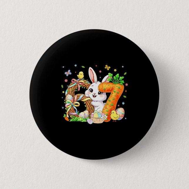 Frohe Ostern 67 Hase Sechs Sieben Ostern 6 7 Oster Button (Vorderseite)