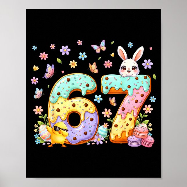 Frohe Ostern 67 Hase Six Seven Ostern 6 7 Kind Poster (Vorne)