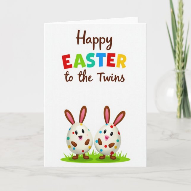 Frohe Ostern an die Zwillinge Karte (Vorderseite)