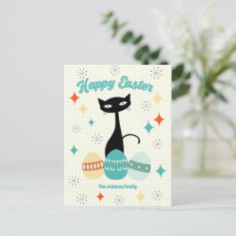 Frohe Ostern, Atomzeit, Mittelalter Moderne Katze Feiertagspostkarte