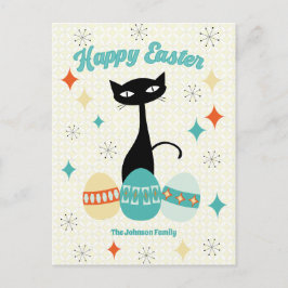 Frohe Ostern, Atomzeit, Mittelalter Moderne Katze Feiertagspostkarte