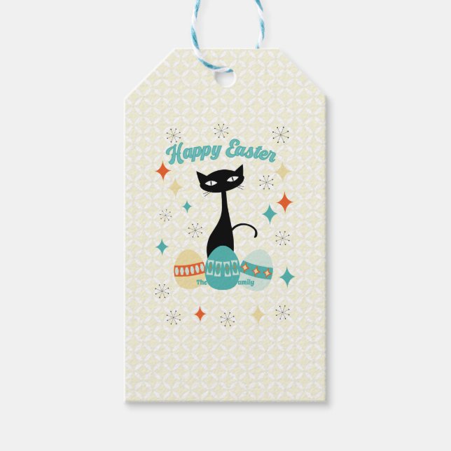 Frohe Ostern, Atomzeit, Mittelalter Moderne Katze Geschenkanhänger (Vorderseite)