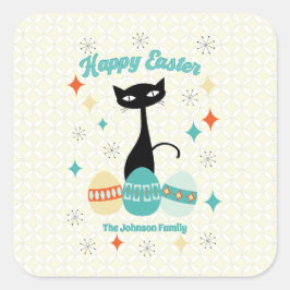 Frohe Ostern, Atomzeit, Mittelalter Moderne Katze Quadratischer Aufkleber