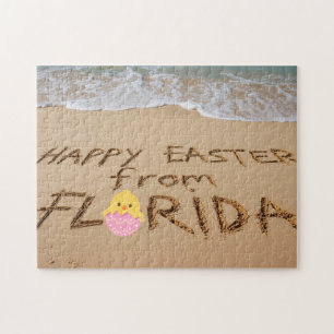 Frohe Ostern aus Florida In den Sand geschrieben Puzzle