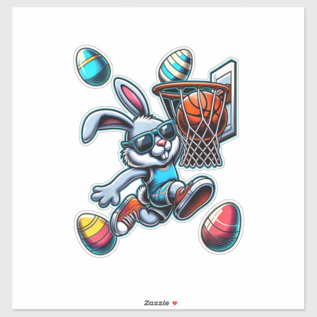 Frohe Ostern Basketball Jungen Osterhase Lustig Ea Aufkleber (Blatt)