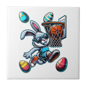 Frohe Ostern Basketball Jungen Osterhase Lustiger Fliese