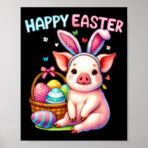 Frohe Ostern Bauernhof Tier Schwein Liebhaber Hase Poster