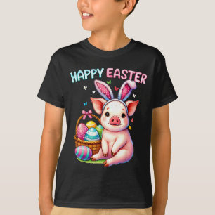 Frohe Ostern Bauernhof Tier Schwein Liebhaber Hase T-Shirt