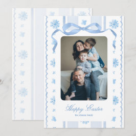 Frohe Ostern Blaue Wasserfarbe Floral Cottage Feiertagskarte