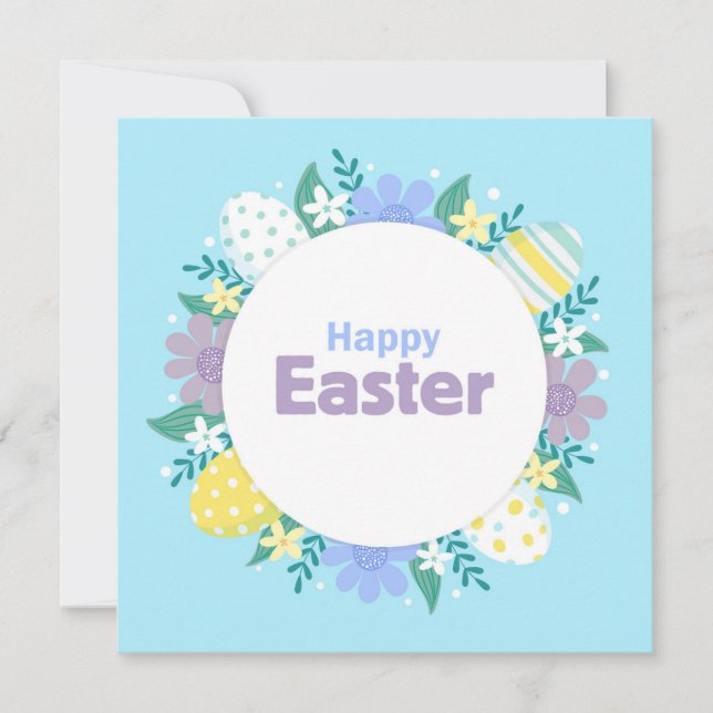 Frohe Ostern Blumen und Eier  Feiertagskarte (Vorderseite)