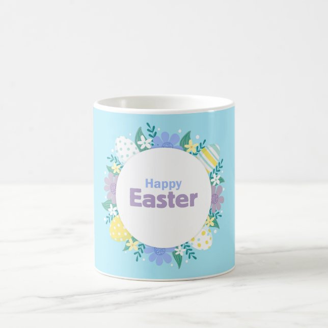 Frohe Ostern Blumen und Eier  Kaffeetasse (Mittel)