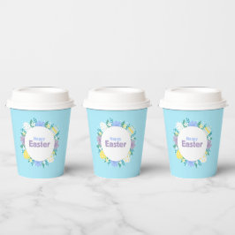 Frohe Ostern Blumen und Eier Pappbecher
