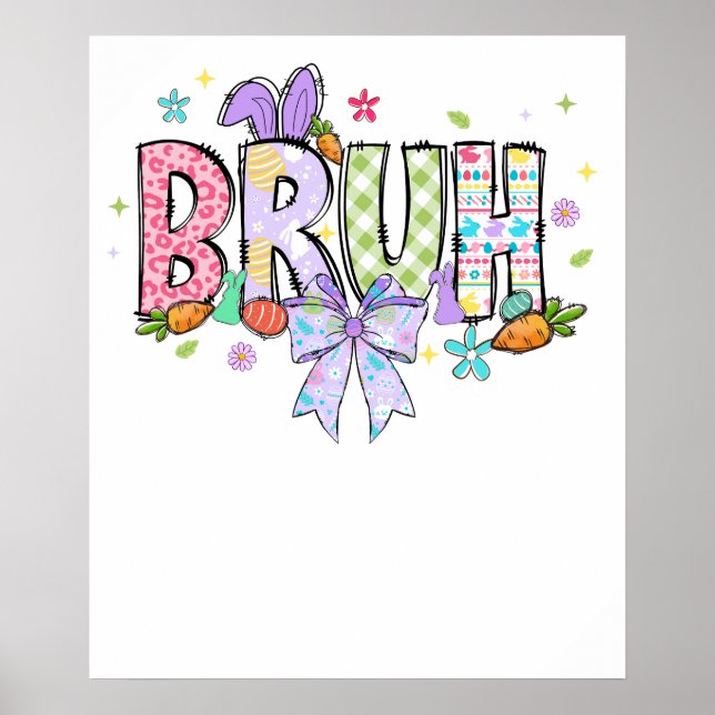 Frohe Ostern Bogen Hase Bruh, Retro, Vintage Poster (Vorne)