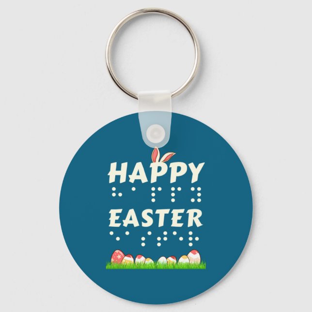 Frohe Ostern Braille Blind Sehbehinderte Ostern Schlüsselanhänger (Vorderseite)