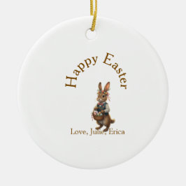 Frohe Ostern brauner Hase mit Eiern Liebe Name hin Keramik Ornament
