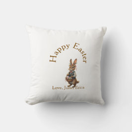 Frohe Ostern brauner Hase mit Eiern Liebe Name hin Kissen