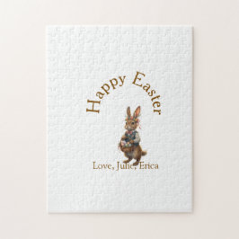 Frohe Ostern brauner Hase mit Eiern Liebe Name hin Puzzle