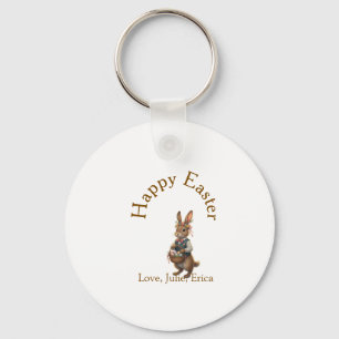 Frohe Ostern brauner Hase mit Eiern Liebe Name hin Schlüsselanhänger