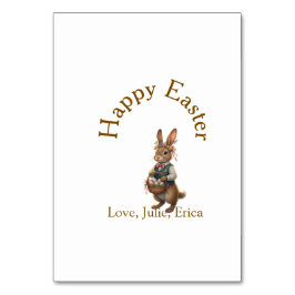 Frohe Ostern brauner Hase mit Eiern Liebe Name hin Tischnummer