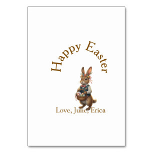 Frohe Ostern brauner Hase mit Eiern Liebe Name hin Tischnummer