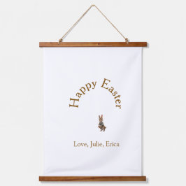 Frohe Ostern brauner Hase mit Eiern Liebe Name hin Wandteppich Mit Holzrahmen