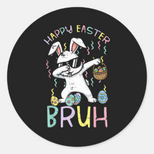 Frohe Ostern bruh Hase dab cooler Hase Meme Jungen Runder Aufkleber