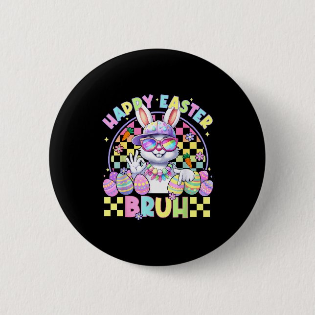 Frohe Ostern Bruh Lustiges Sechs Sieben Meme Hase  Button (Vorderseite)