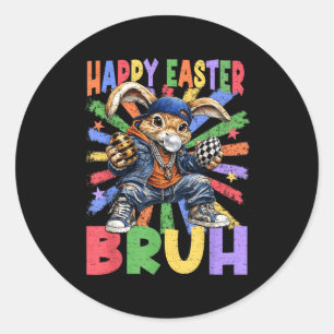Frohe Ostern Bruh Osterhase Ostereier suchen Runder Aufkleber
