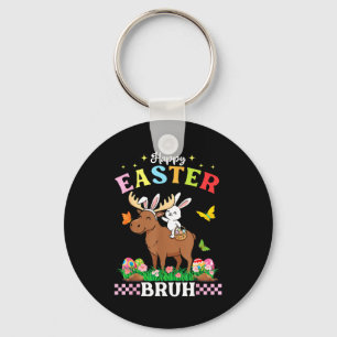Frohe Ostern Bruh Süße Elch-Hasenohren-Korb-Ei Schlüsselanhänger